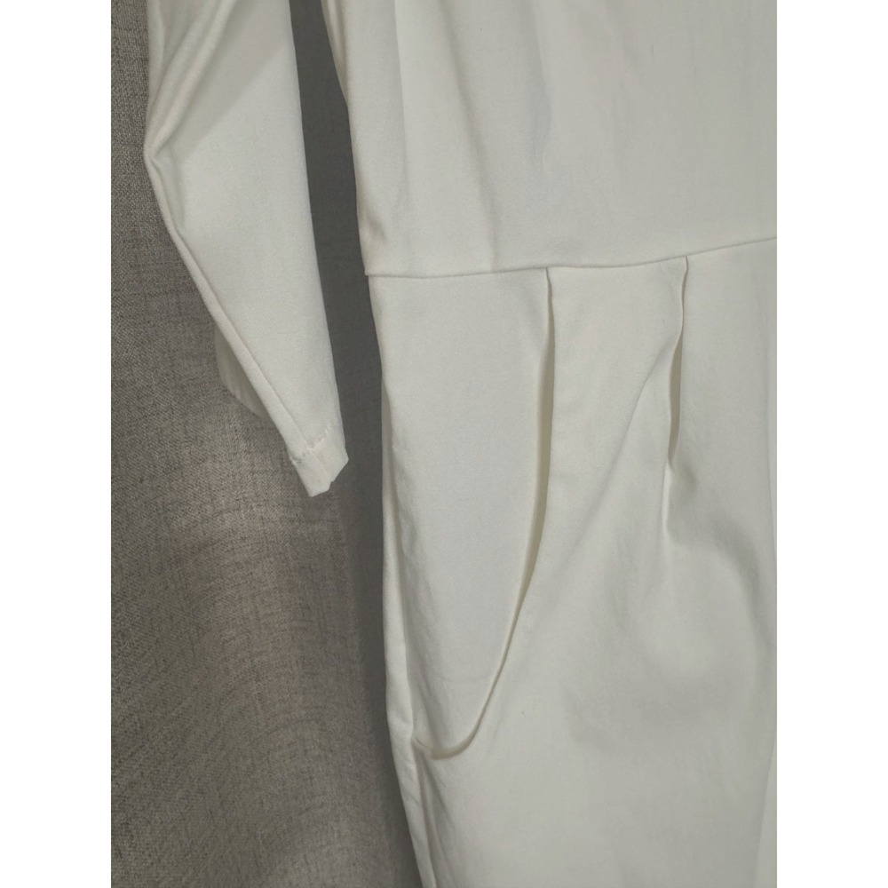 White Mock Neck Sheath Dress w Pockets Bow Detail‎ XXL NWT - Picture 7 of 13
